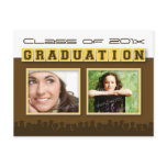 Cap &amp; Gown Graduation Announcement (yellow) Postcards