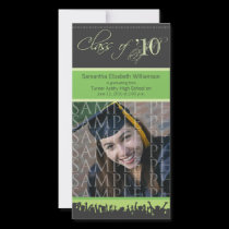 Cap & Gown Graduation Photo Announcement (green)