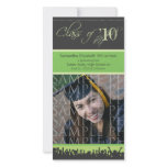 Cap & Gown Graduation Photo Announcement (green) photo cards