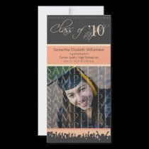 Cap & Gown Graduation Photo Announcement (peach)