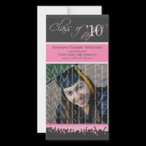 Cap & Gown Graduation Photo Announcement (pink)