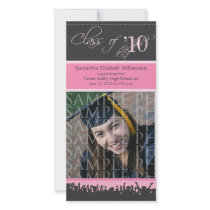 Cap & Gown Graduation Photo Announcement (pink) Photo Greeting Card