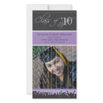 Cap & Gown Graduation Photo Announcement (purple) photo cards by GraduateShoppe Cap & Gown Graduation Photo Announcement (purple) photo cards