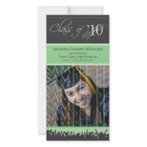 Cap & Gown Graduation Photo Announcement (sage) photo cards