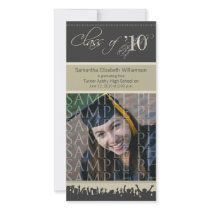 Cap & Gown Graduation Photo Announcement (taupe) photo cards by GraduateShoppe Cap & Gown Graduation Photo Announcement (taupe) photo cards