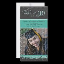 Cap & Gown Graduation Photo Announcement (teal)