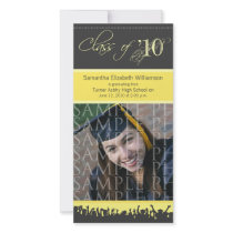 Cap & Gown Graduation Photo Announcement (yellow) photo cards by GraduateShoppe Cap & Gown Graduation Photo Announcement (yellow) photo cards