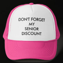 CAP, PINK, SENIOR DISCOUNT hats