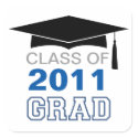 Cap & tassel blue class year graduation gift tag sticker