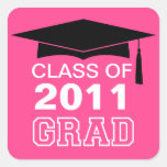 Cap & tassel pink class year graduation gift tag square sticker