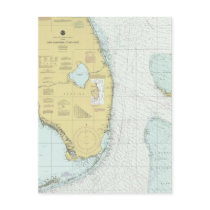 Cape Canaveral to Key West Nautical Chart Postcard