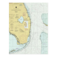 Cape Canaveral to Key West Nautical Chart Postcard