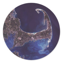 Cape Cod Satellite Photograph Round Stickers