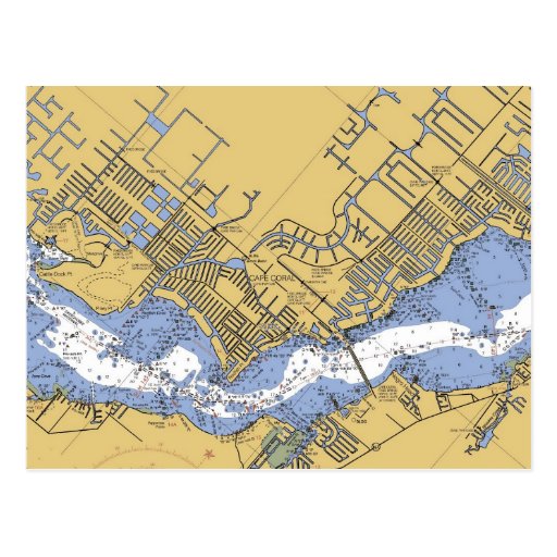 Cape Coral, Florida Nautical Harbor chart Postcard Zazzle