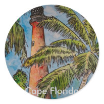 Cape Florida Lighthouse Florida nautical art gifts stickers