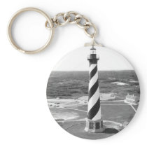 Cape Hatteras Lighthouse black and white photo Keychains