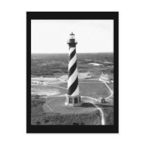 Cape Hatteras Lighthouse black and white photo Post Cards