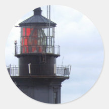 Cape Henry Lighthouse with a Ship Round Stickers