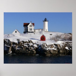 Cape Neddick ( Nubbles ) Lighthouse Winter-Print print