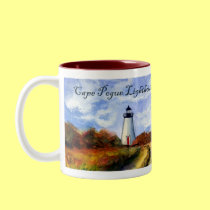 Cape Pogue Lighthouse Mug (Painting & Text) mugs