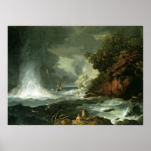 Cape Stephens in Cook's Straits with Waterspout Posters