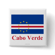 Cape Verde Flag with Name in Portuguese Pinback Button