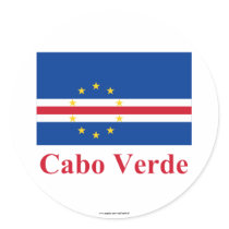 Cape Verde Flag with Name in Portuguese Round Stickers