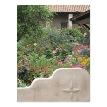 Capistrano mission garden postcard (v)