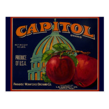 Capital Apple Label Sacramento Post Card