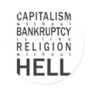 Capitalism Bankruptcy Religion Hell stickers