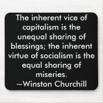 Capitalism / Socialism Quote Winston Churchill mousepads by politicallyOFF Capitalism / Socialism Quote Winston Churchill mousepads