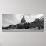 Capitol Winter Panoramic B&W Poster
