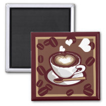 art, pop, mug, icon, lait, cafe, card, love, cute, funny, humor, aroma, brown, drink, heart, beans, happy, design, coffee, vector, symbol, refresh, graphic, morning, caffeine, colorful, cappuccino, illustration, cafe-au-lait, illustrations, Magnet with custom graphic design