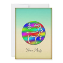 Capricorn Rainbow Goat Zodiac Star Sign Party Invitation