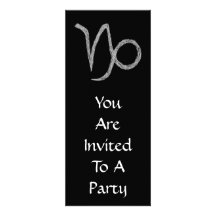 Capricorn. Zodiac Astrology Sign. Black. Custom Invitation