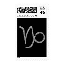 Capricorn. Zodiac Astrology Sign. Black. Postage