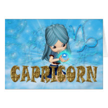 Capricorn Zodiac Birthday card with cutie pie topa