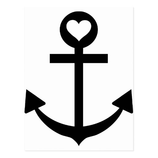 captain anchor heart post cards