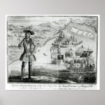 Captain Bartholomew Roberts  with two ships Posters