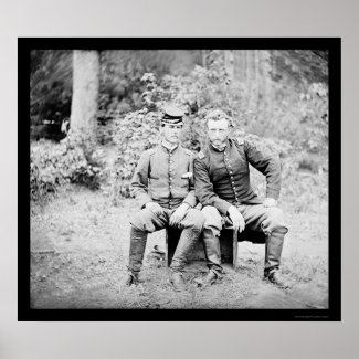 Captain Custer with a Confederate Prisoner 1862 print
