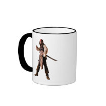 Captain jack sparrow standing drawing sword mugs