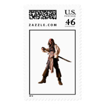 Captain jack sparrow standing drawing sword postage