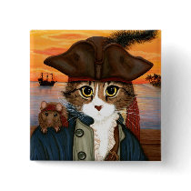 Captain Leo, Pirate Cat & Rat Fantasy Art Button