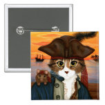 Captain Leo, Pirate Cat & Rat Fantasy Art Button buttons