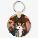 Captain Leo, Pirate Cat & Rat Fantasy Art Keychain