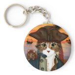 Captain Leo, Pirate Cat & Rat Fantasy Art Keychain
