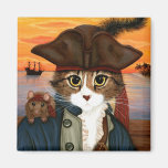 Captain Leo, Pirate Cat & Rat Fantasy Art Magnet magnets