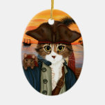 Captain Leo, Pirate Cat & Rat Fantasy Art Ornament ornaments