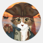 Captain Leo, Pirate Cat & Rat Fantasy Art Sticker stickers