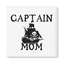 Captain Mom Square Magnet 